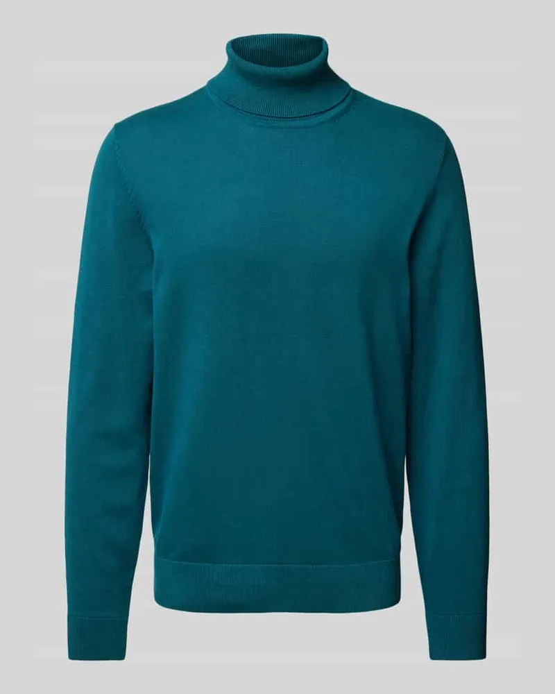 S.Oliver Regular Fit Rollkragenpullover aus reiner Baumwolle Petrol