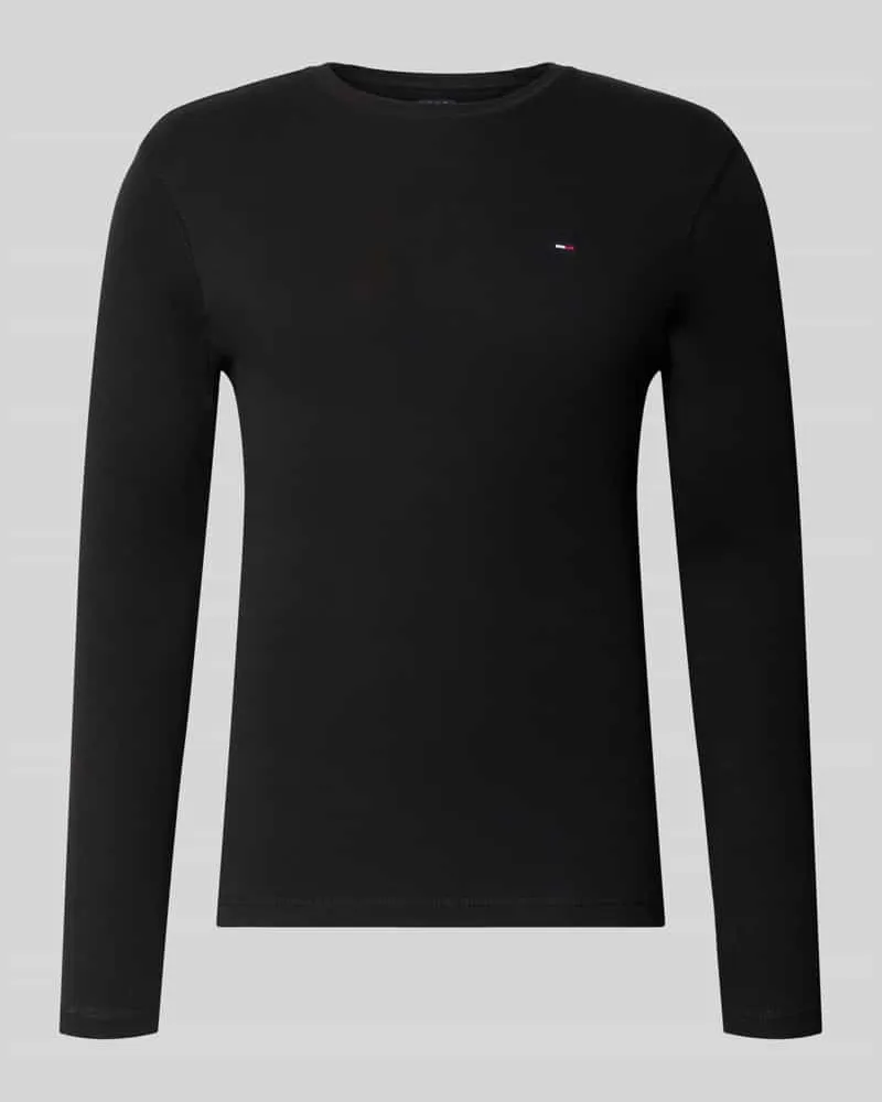 Tommy Hilfiger Slim Fit Longsleeve mit Rippenstruktur Black