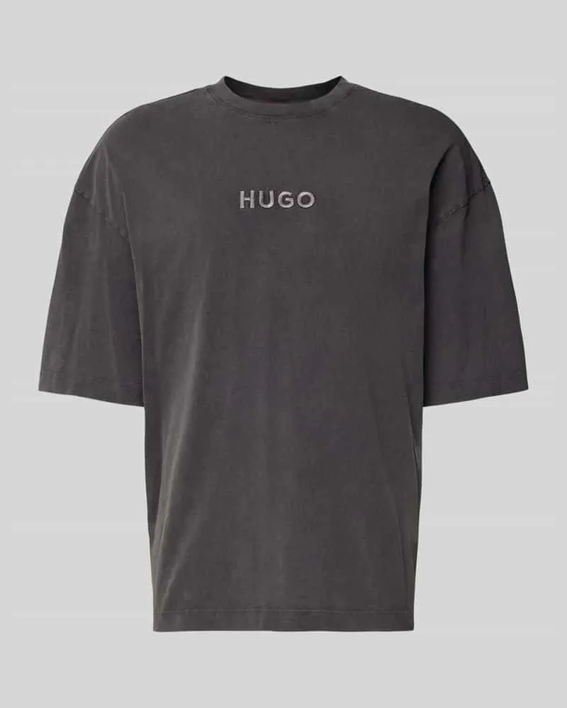 HUGO BOSS Oversized T-Shirt aus reiner Baumwolle Modell 'DELW Mittelgrau