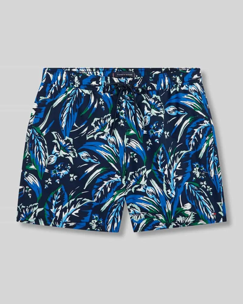 Tommy Hilfiger Regular Fit Badeshorts mit Allover-Muster Marine
