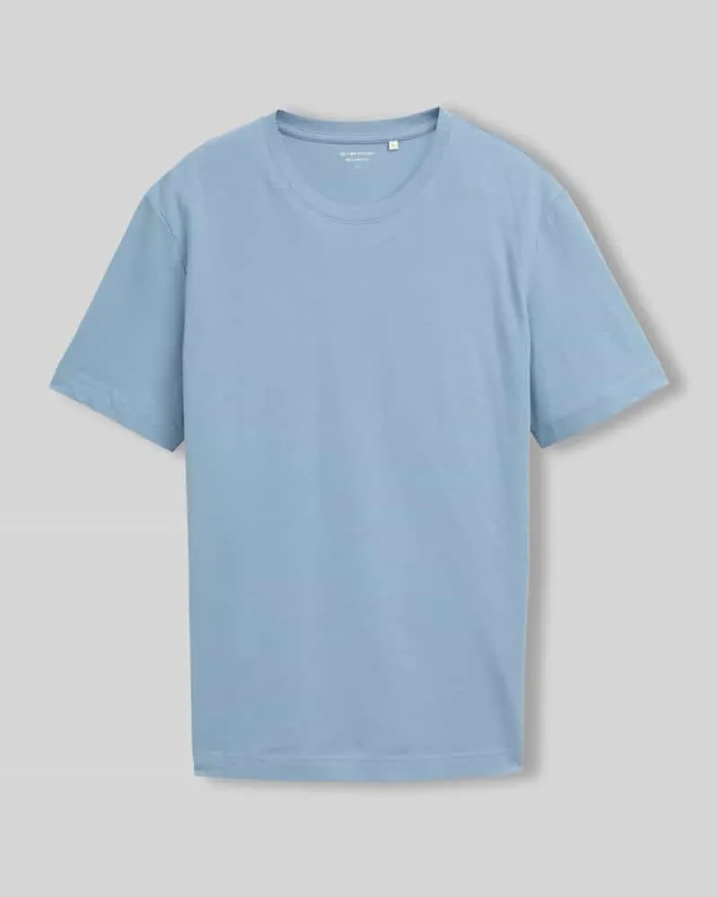 Tom Tailor Regular Fit T-Shirt aus Baumwoll-Mix Rauchblau