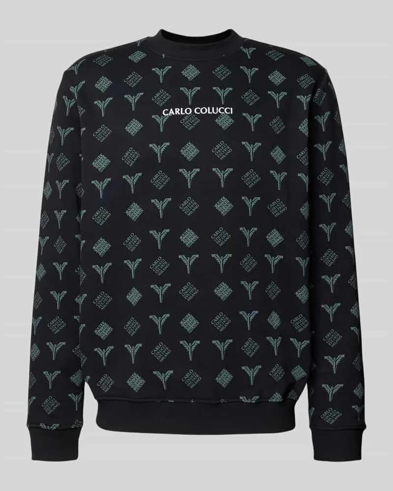 Carlo Colucci Sweatshirt mit Label-Stitching Black