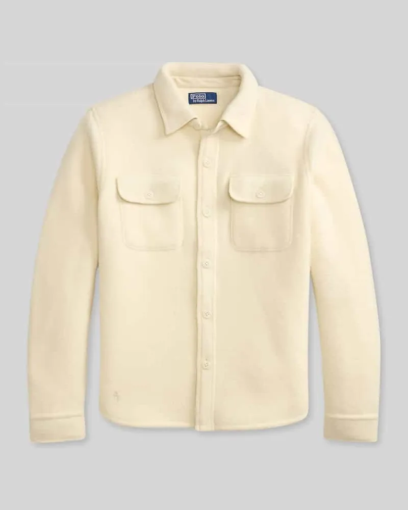 Ralph Lauren Oversized Hemdjacke aus Woll-Mix Offwhite