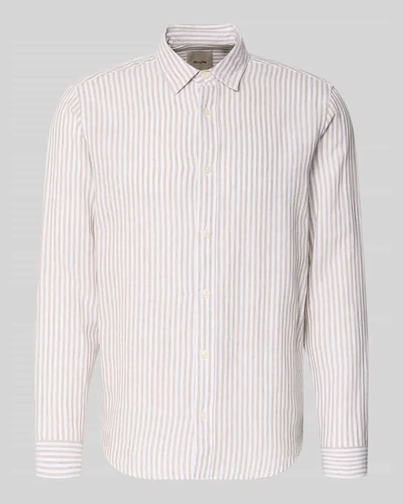 Only & Sons Regular Fit Freizeithemd aus Leinen-Baumwoll-Mix Modell 'CAIDEN Beige