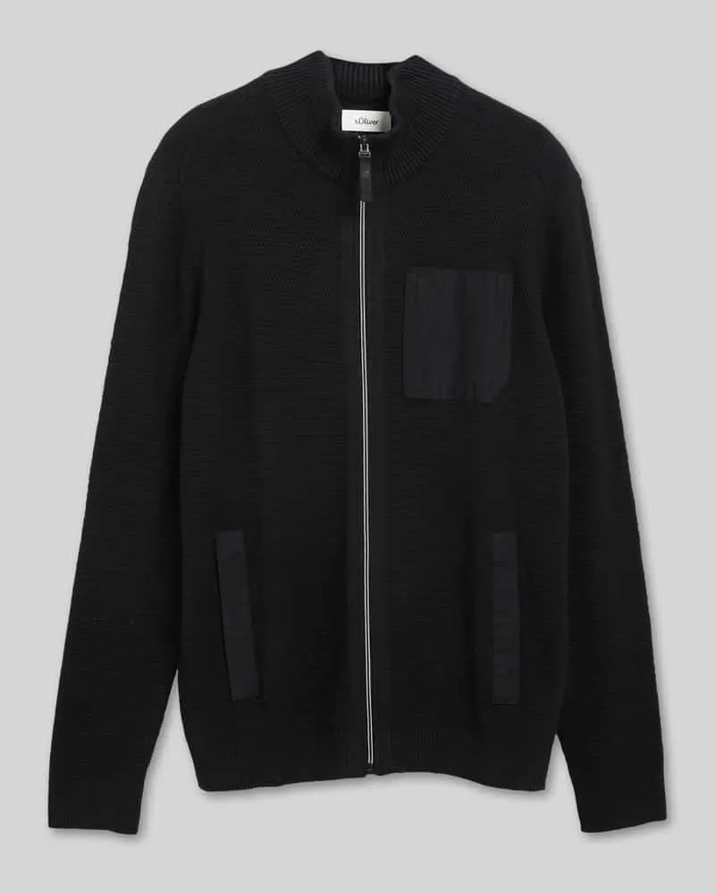 S.Oliver Strickjacke mit Brusttasche Black