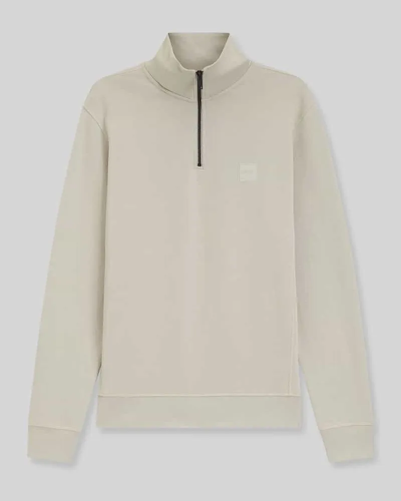 HUGO BOSS Regular Fit Troyer aus reiner Baumwolle Modell 'Zetrust Beige