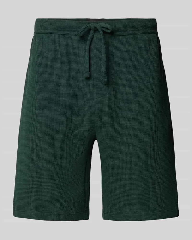 HUGO BOSS Sweatshorts mit Waffelstruktur Dunkelgruen
