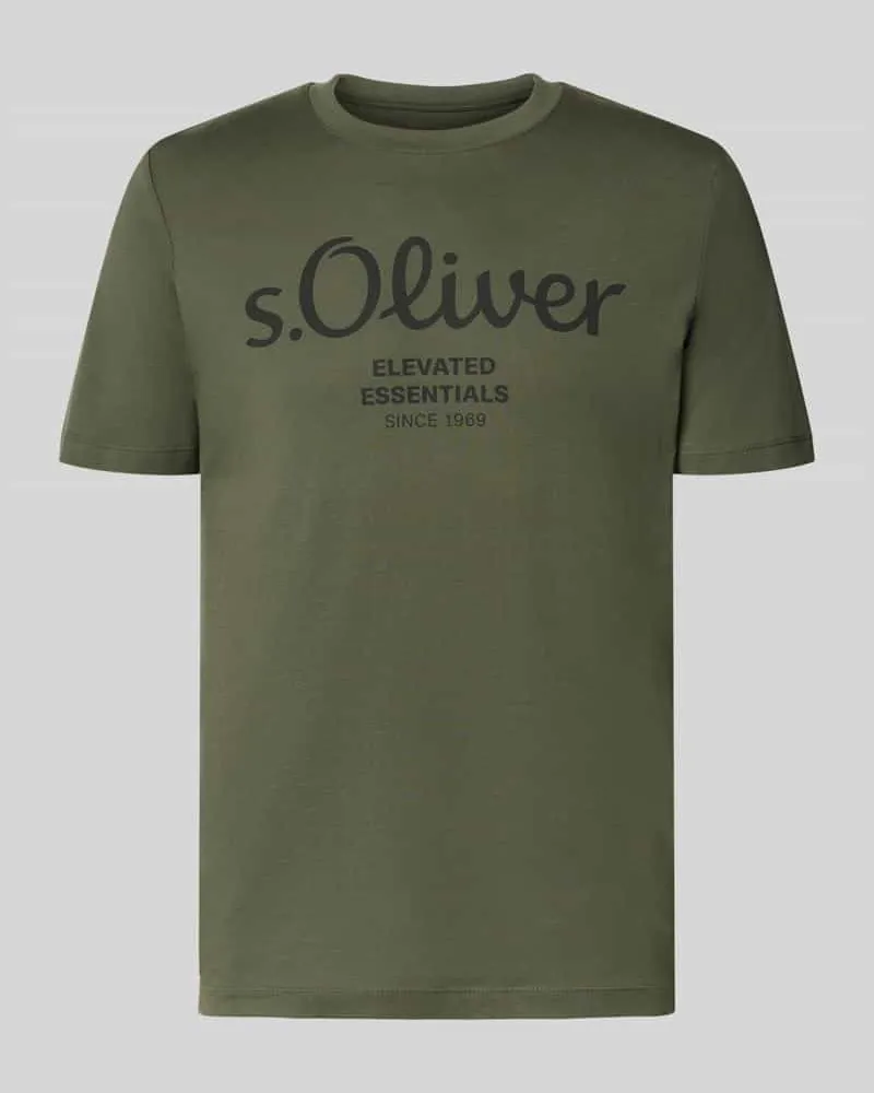 S.Oliver Regular Fit T-Shirt aus reiner Baumwolle Modell 'BASIC TEE BIG LOGO Khaki