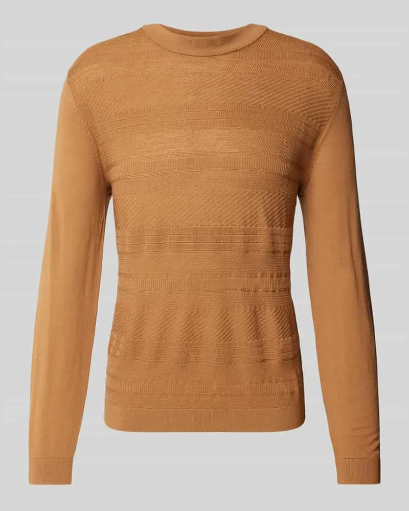 Selected Homme Wollpullover mit Strukturmuster Modell 'TRAY Cognac