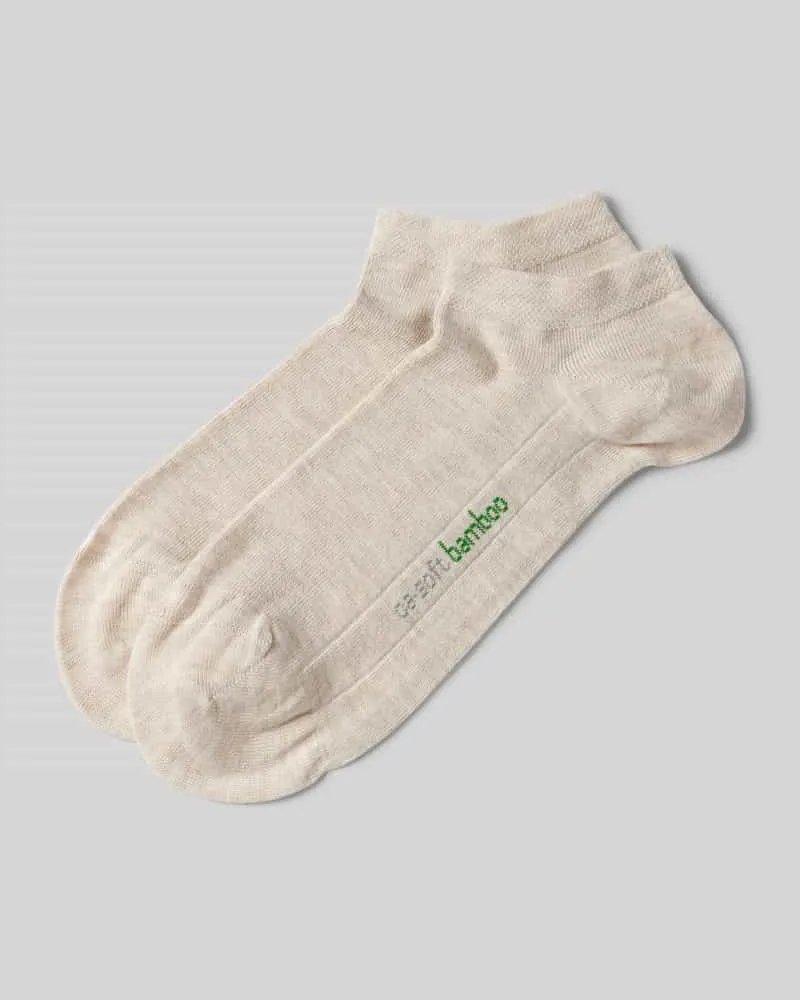 Camano Sneakersocken mit Label-Stitching Modell 'Bamboo' im 2er-Pack 