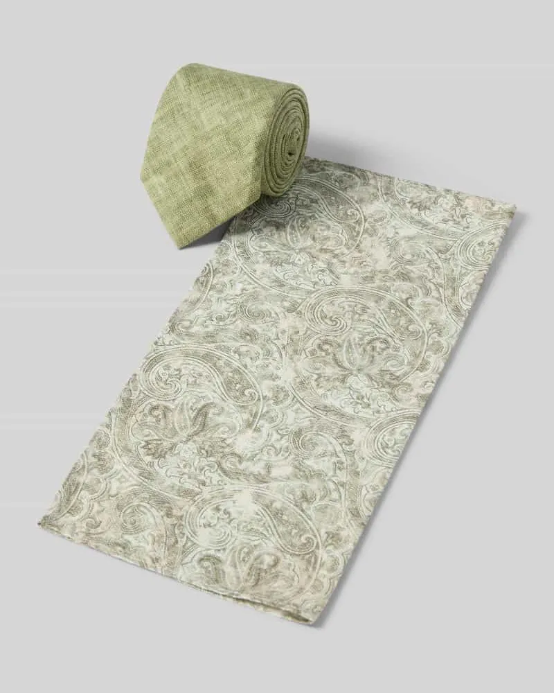 cinque Krawatte mit Einstecktuch Modell 'TAOIMINA Lind