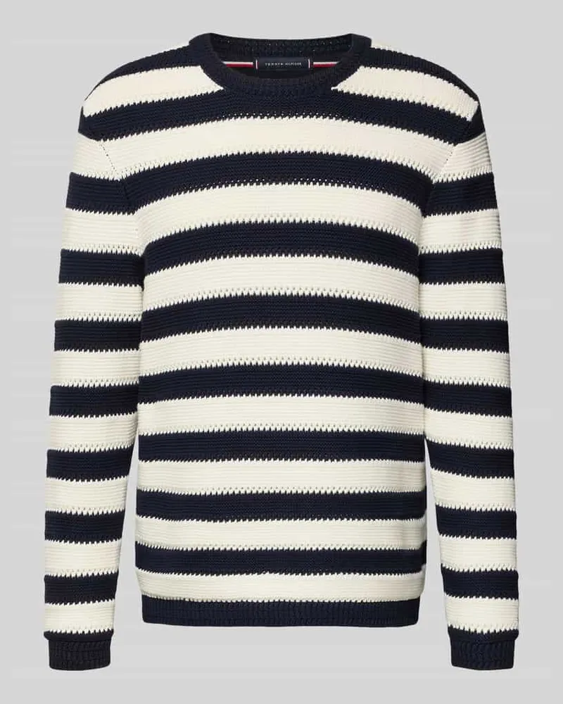 Tommy Hilfiger Regular Fit Strickpullover aus reiner Baumwolle Dunkelblau