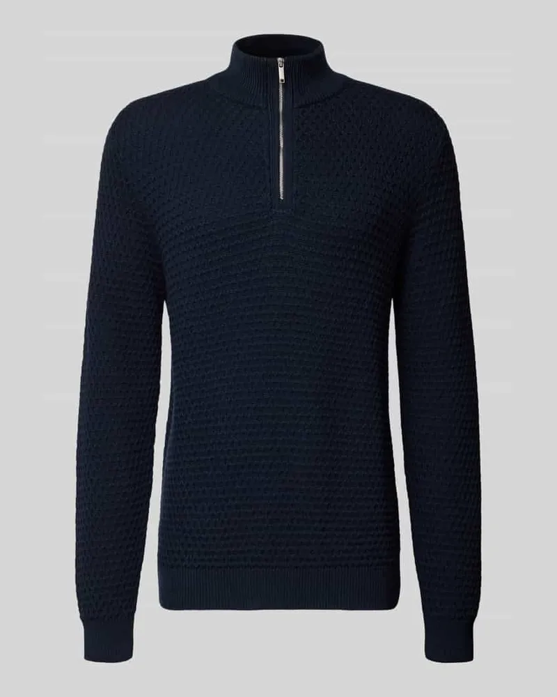 McNeal Strickpullover mit gerippten Abschlüssen Dunkelblau