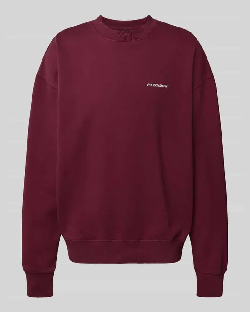 PEGADOR Oversized Sweatshirt mit Logo-Stitching und Rundhalsausschnitt 