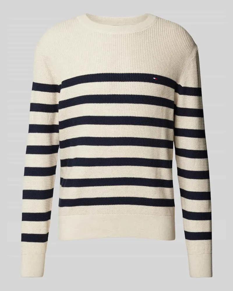Tommy Hilfiger Strickpullover mit Label-Stitching und Rundhalsausschnitt 