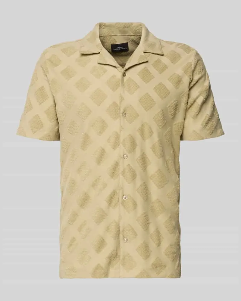 Fynch-Hatton Slim Fit Poloshirt mit Strukturmuster Hellgruen