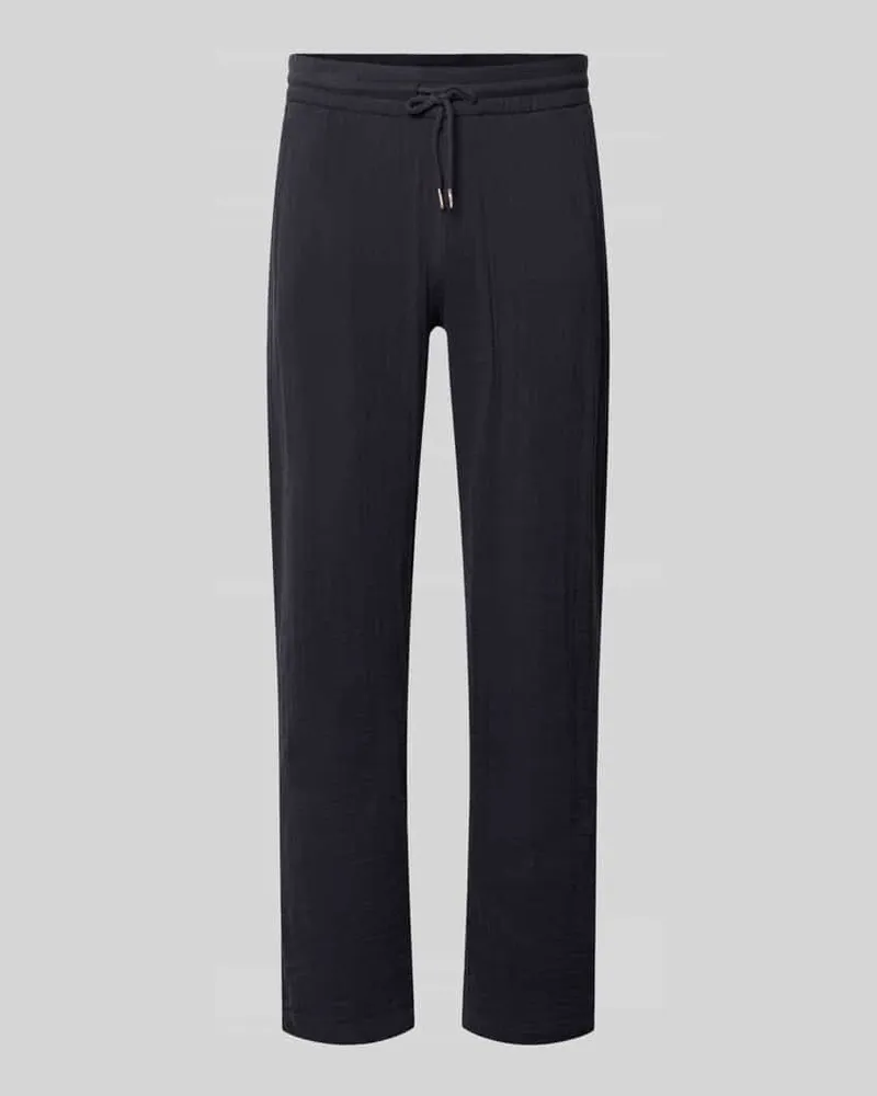 Lindbergh Straight Fit Sweatpants in Musselin-Optik Dunkelblau