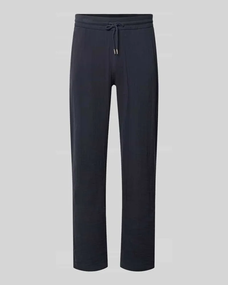 Lindbergh Straight Fit Sweatpants in Musselin-Optik Dunkelblau