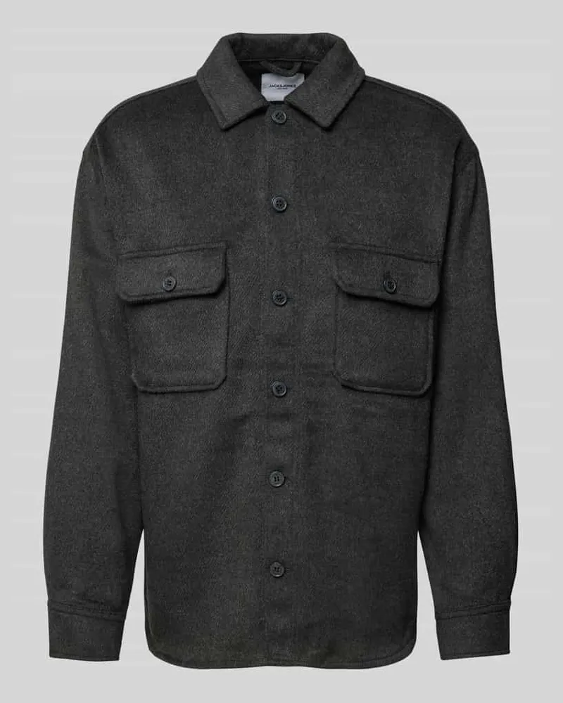 Jack & Jones Slim Fit Hemdjacke mit Kentkragen Modell 'BRADLEY Black