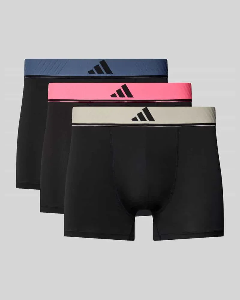 adidas Slim Fit Trunks mit Logo-Stitching Modell 'Active' im 3er-Pack Black