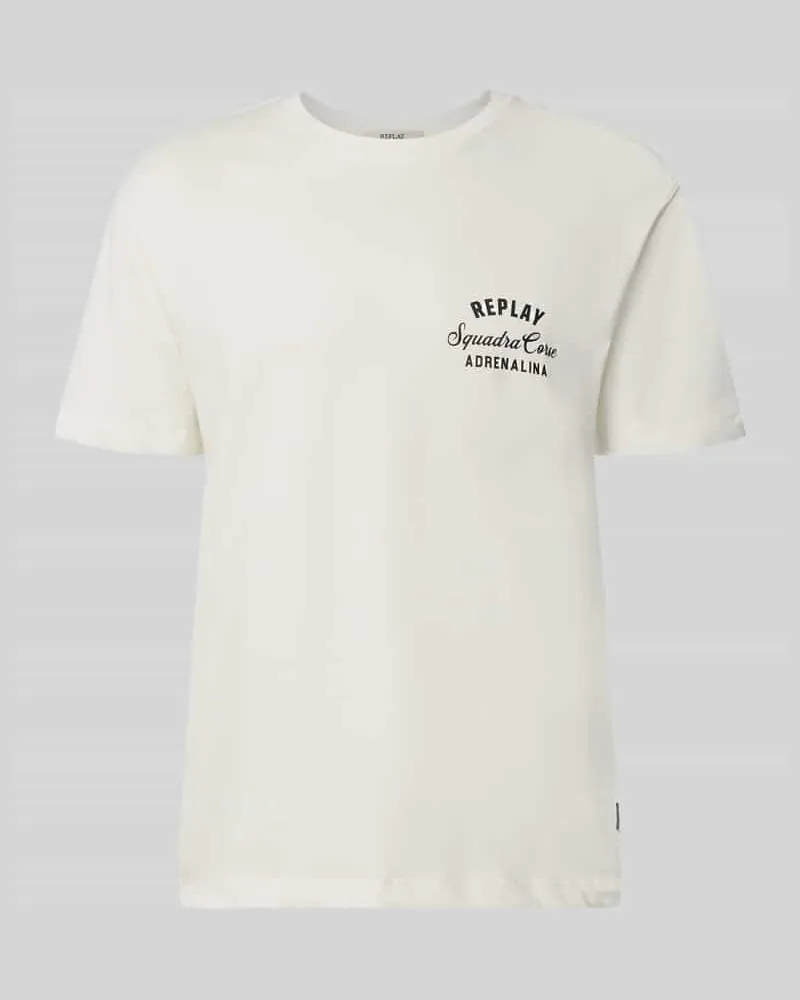 Replay T-Shirt mit Label-Print und Rundhalsausschnitt Offwhite