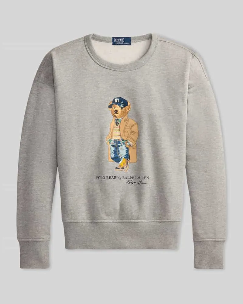Ralph Lauren Sweatshirt mit ikonischem Bärenmotiv Hellgrau