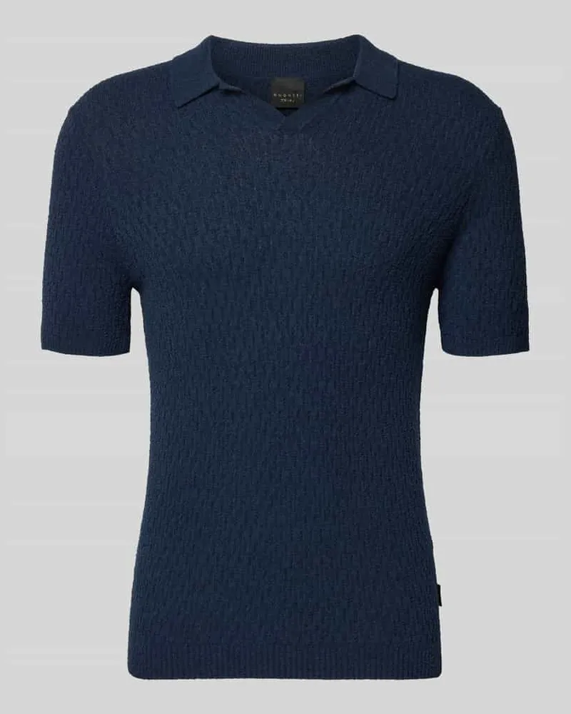 Bugatti Slim Fit Strick-Poloshirt mit Strukturmuster Marine