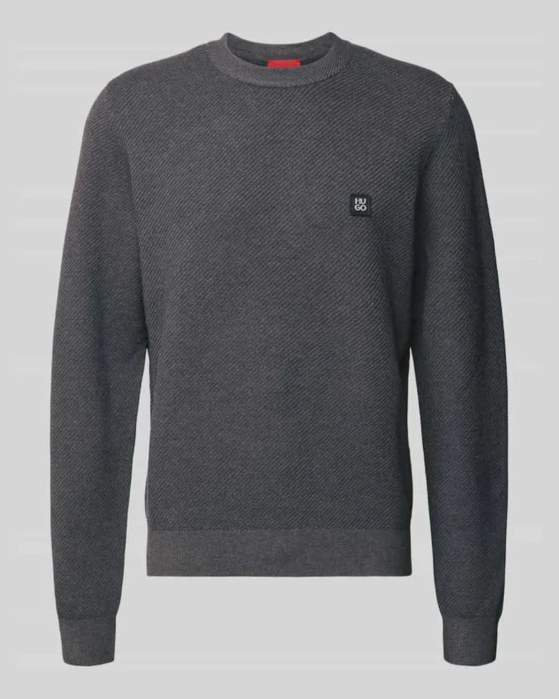 HUGO BOSS Regular Fit Strickpullover mit Schurwoll-Anteil Modell 'SETAL Mittelgrau
