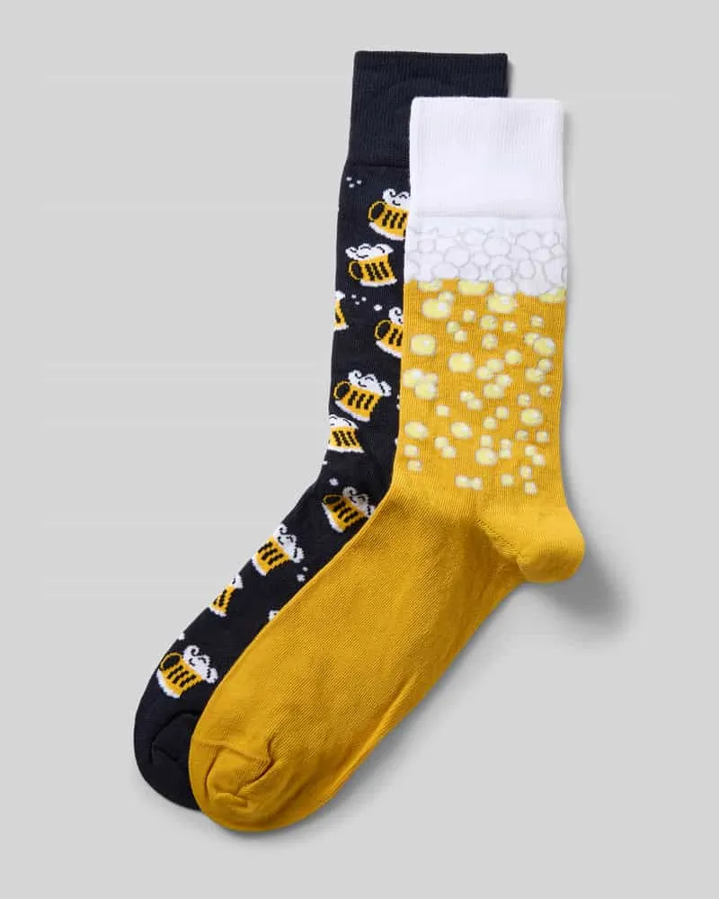 Christian Berg Socken mit elastischem Rippenbündchen im 2er-Pack Gelb