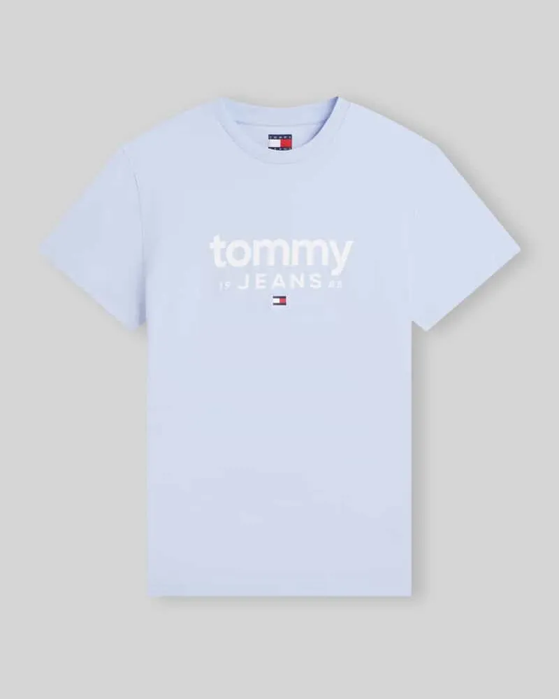 Tommy Hilfiger Relaxed Fit T-Shirt aus reiner Baumwolle mit Label-Schriftzug Hellblau