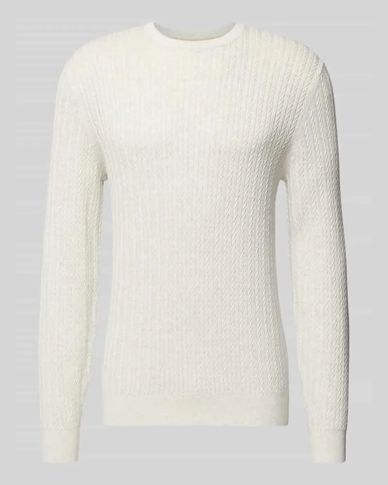 Christian Berg Strickpullover mit gerippten Abschlüssen Offwhite