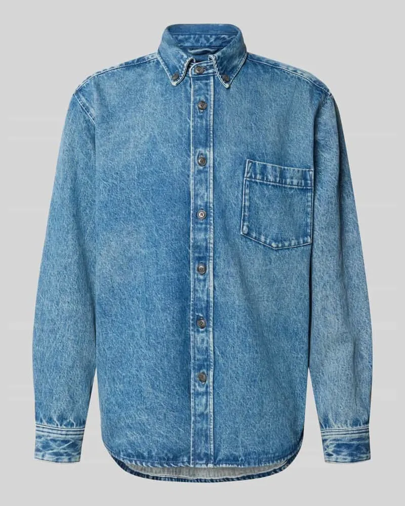 HUGO BOSS Regular Fit Jeansjacke aus reiner Baumwolle Modell 'LAMBEY BO FLEAK Jeansblau