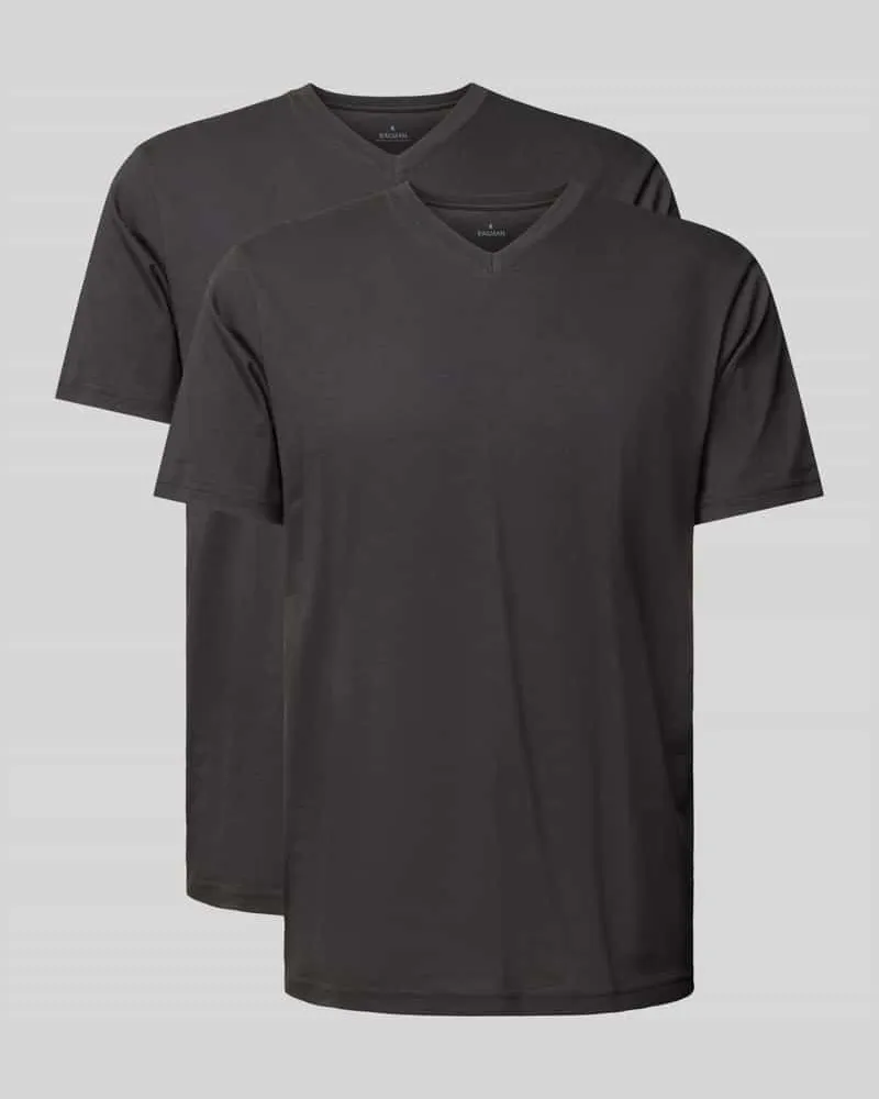 Ragman T-Shirt im 2er Pack mit geripptem V-Ausschnitt 