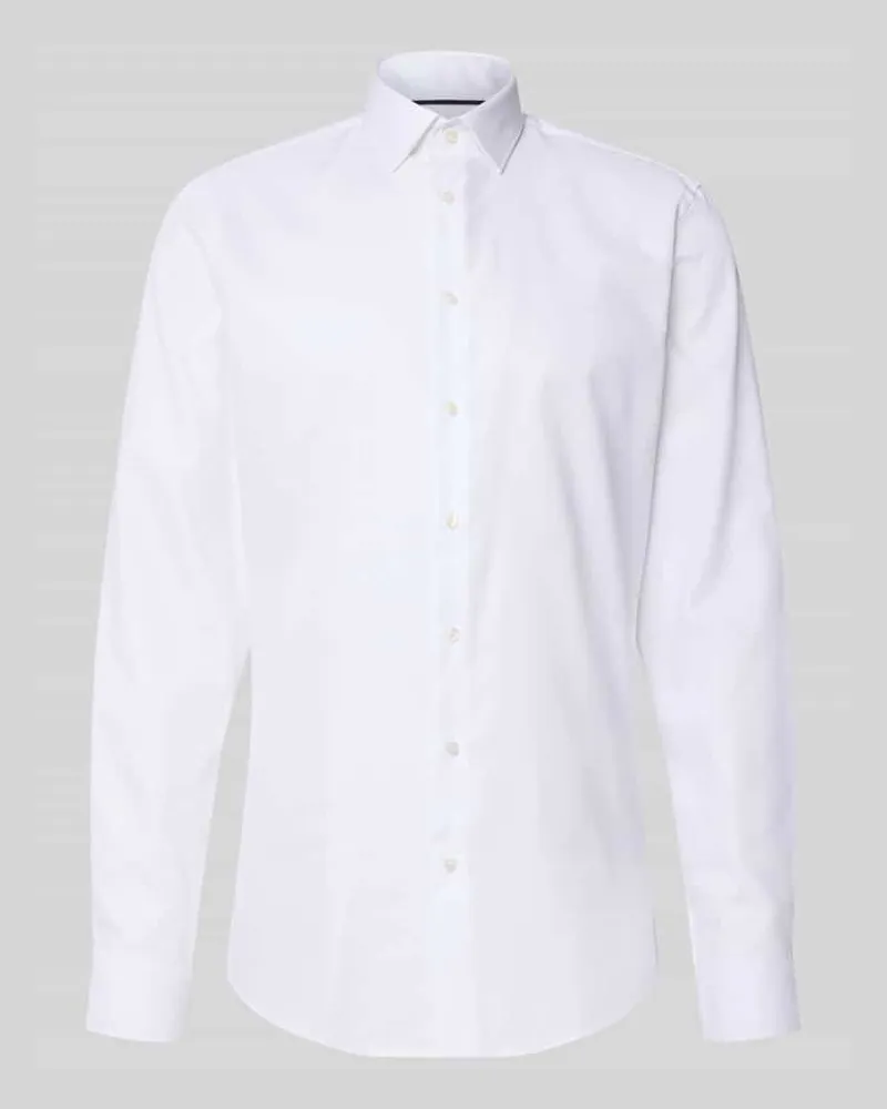 JAKE*S Slim Fit Business-Hemd mit Kentkragen und extra langem Arm Weiss