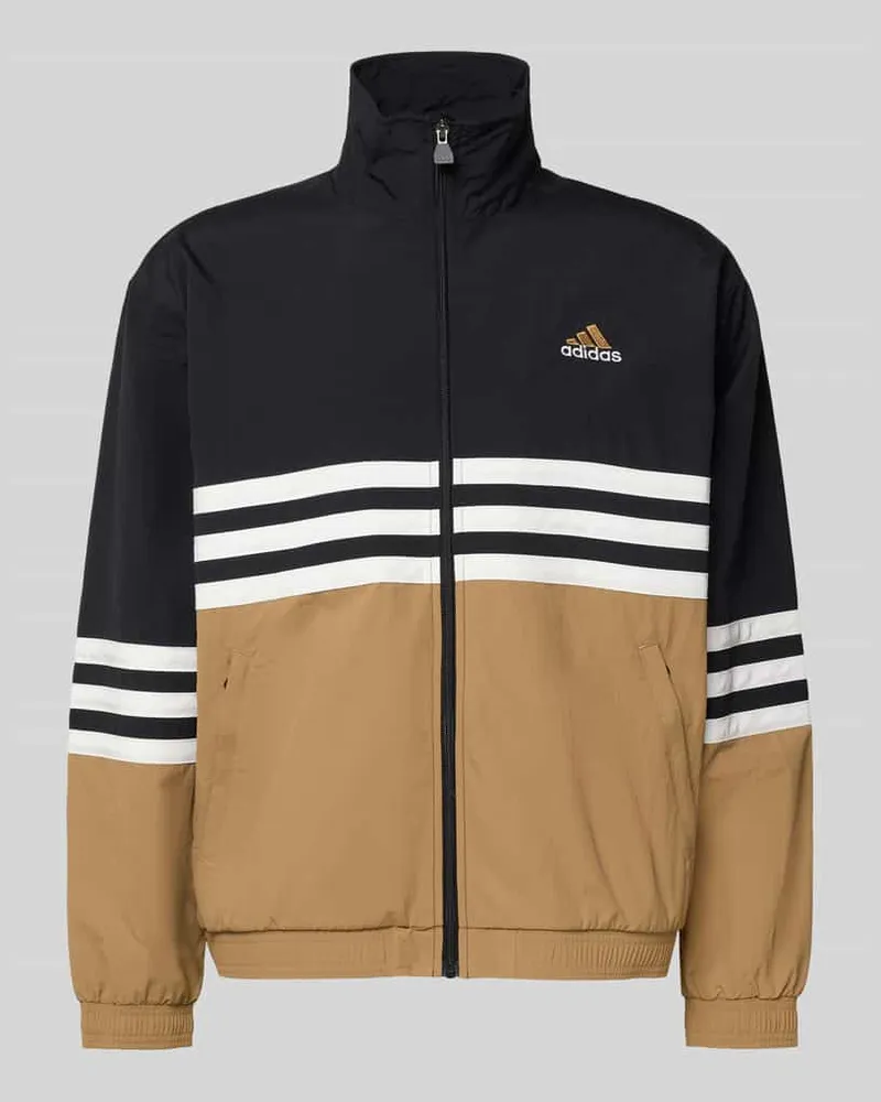 adidas Regular Fit Sweatjacke mit Logo-Stitching Modell 'Arch Mittelbraun