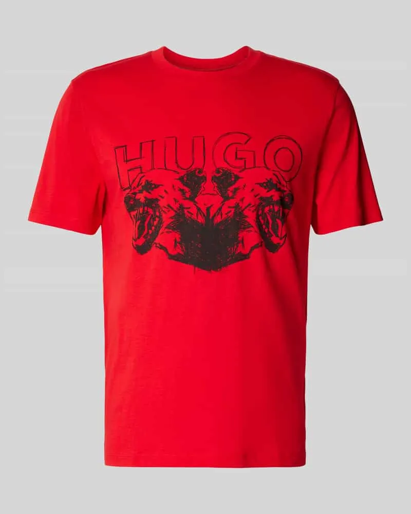 HUGO BOSS T-Shirt mit Label- und Motiv-Print Modell 'Durro Rot