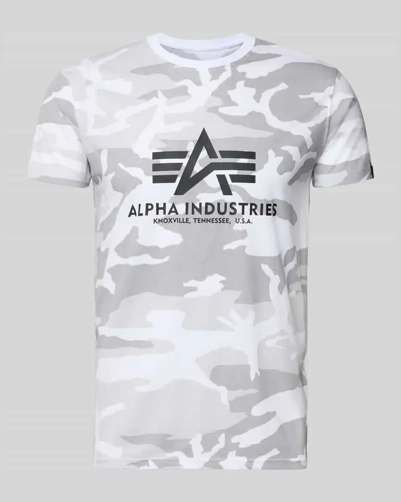 Alpha Industries T-Shirt mit Label-Print Weiss