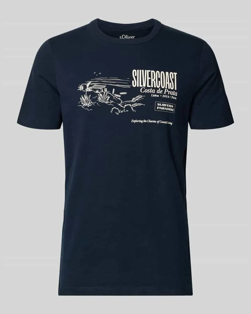 S.Oliver Regular Fit T-Shirt aus reiner Baumwolle Marine
