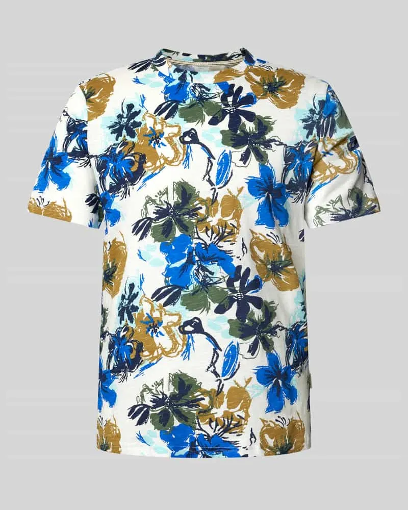 Blend T-Shirt mit geripptem Rundhalsausschnitt Modell 'JEMO Weiss
