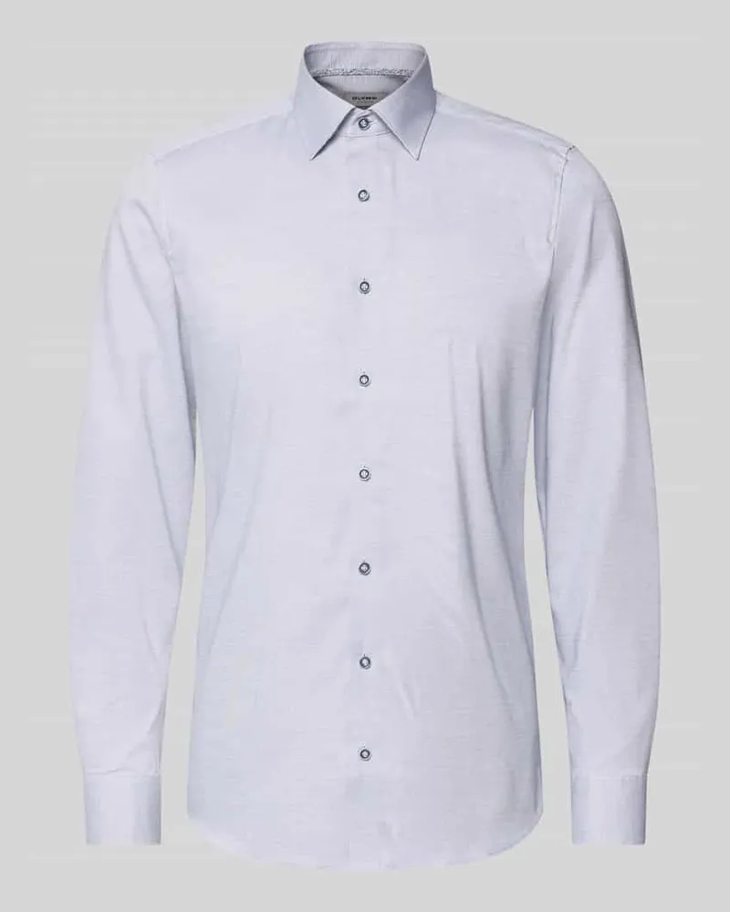 Olymp Slim Fit Businesshemd aus Baumwoll-Mix mit Kentkragen Marine