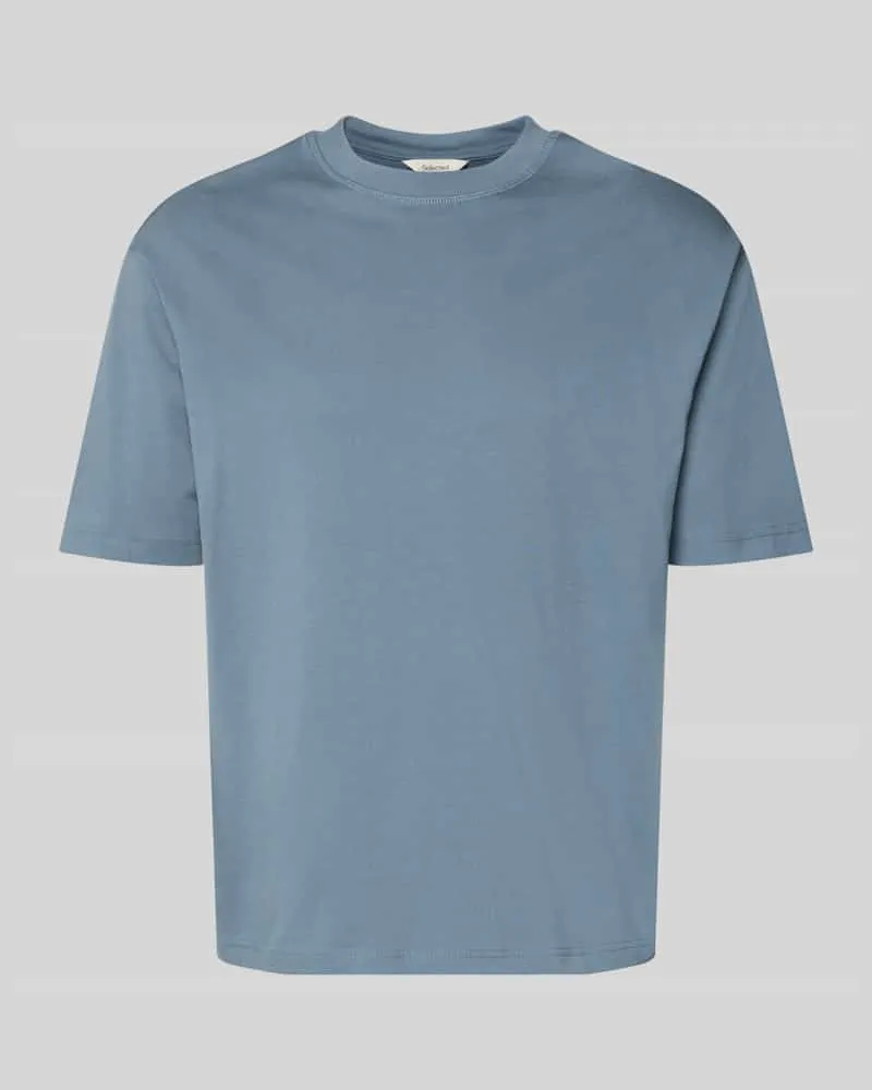 Selected Homme Relaxed Fit T-Shirt aus reiner Baumwolle Modell 'RELEXASPEN Rauchblau