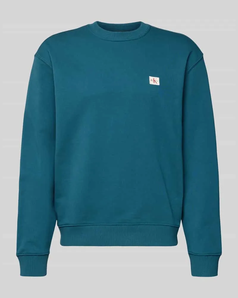 Calvin Klein Sweatshirt mit Label-Detail und Rundhalsausschnitt Petrol