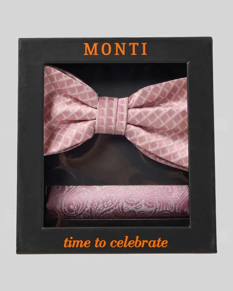 Monti Fliege und Einstecktuch im Set aus reiner Seide Rose