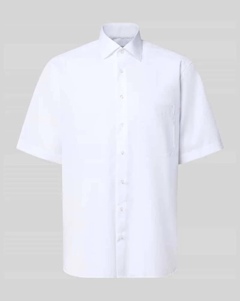 Eterna Relaxed Fit Freizeithemd im kurzärmeligen Design Weiss