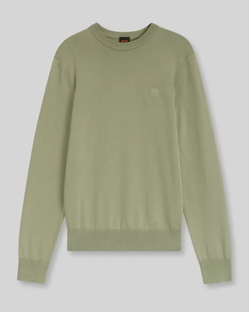 HUGO BOSS Regular Fit Pullover aus Baumwoll-Kaschmir-Mix Modell 'Kanovano_S Lind
