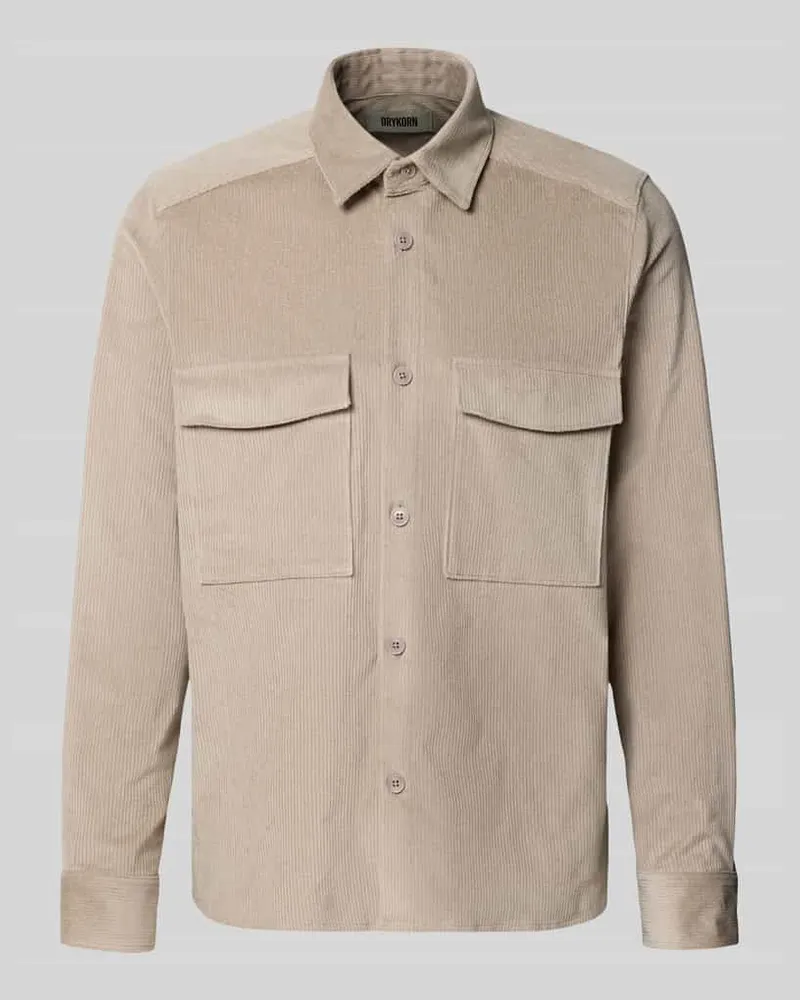 Drykorn Regular Fit Hemdjacke aus Cord Modell 'CORDUROY OVERSHIRT Beige