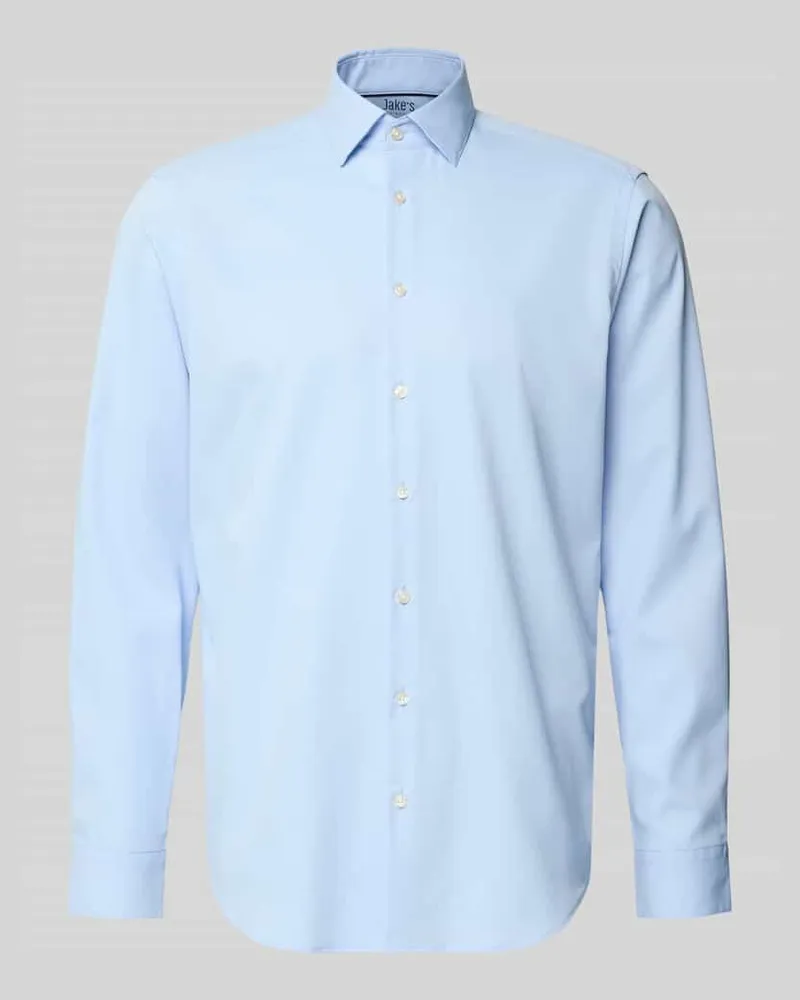 JAKE*S Regular Fit Business-Hemd mit Knopfleiste Bleu