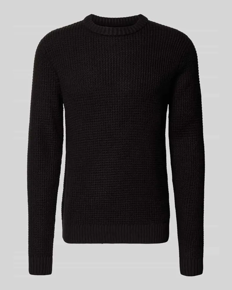 Jack & Jones Strickpullover mit gerippten Abschlüssen Modell 'LIAM Black