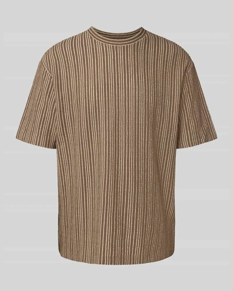 McNeal T-Shirt mit geripptem Rundhalsausschnitt Mittelbraun