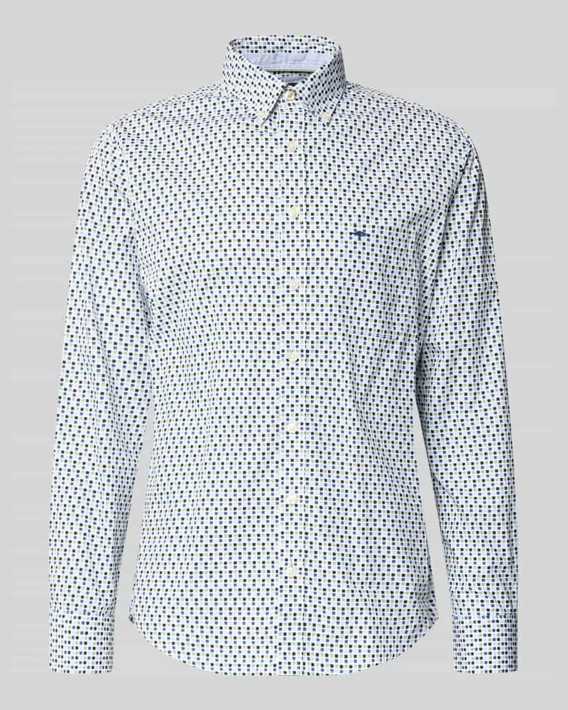 Fynch-Hatton Slim Fit Freizeithemd mit Logo-Stitching Hellgruen